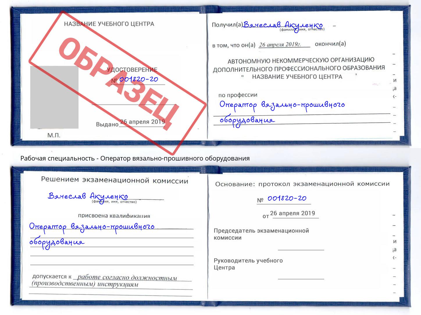 Оператор вязально-прошивного оборудования Североморск