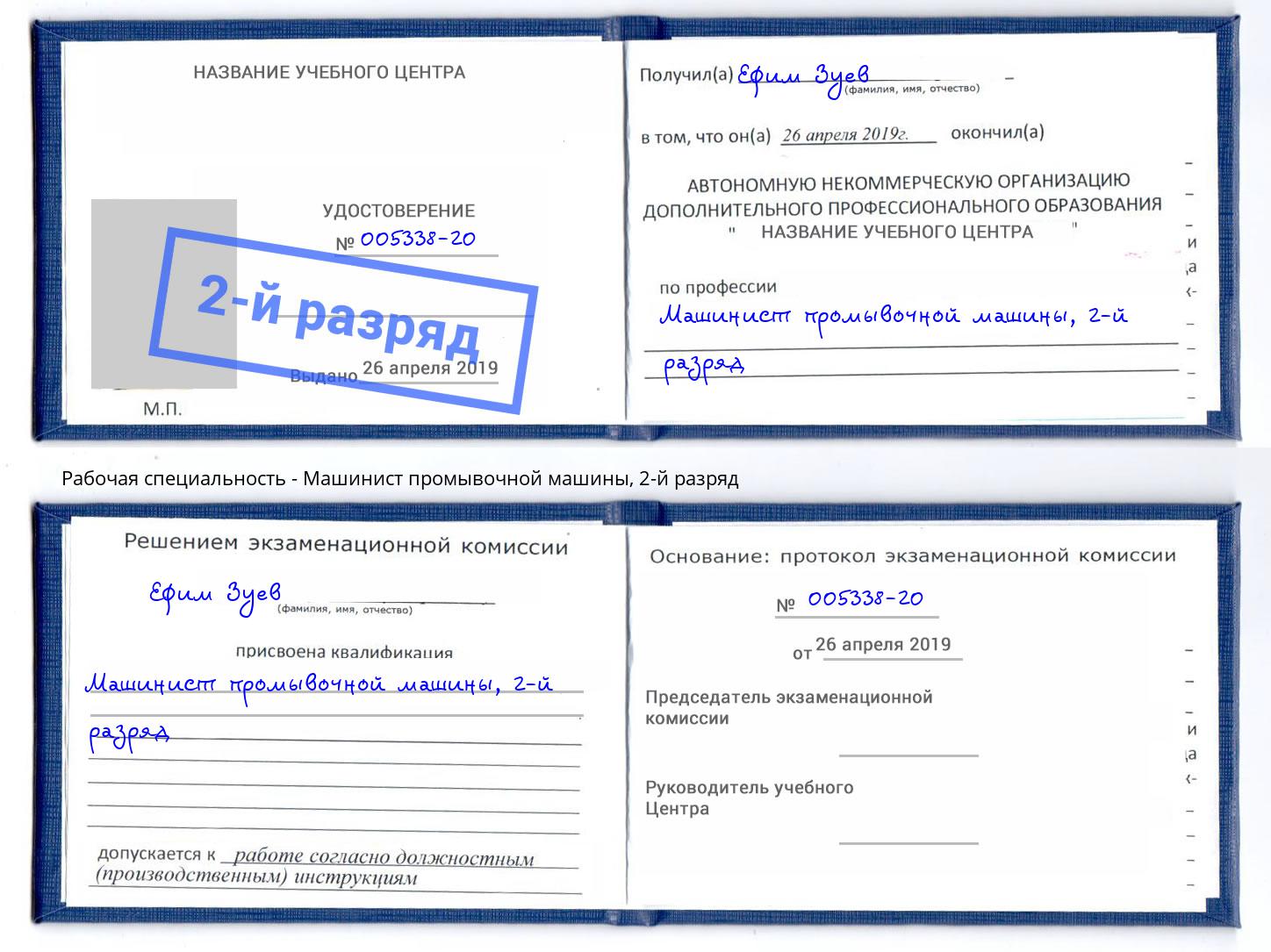 корочка 2-й разряд Машинист промывочной машины Североморск