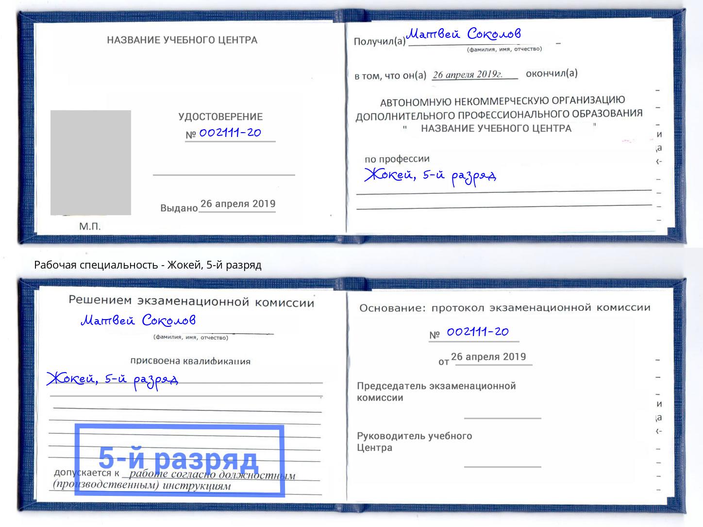 корочка 5-й разряд Жокей Североморск